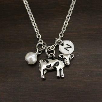 Cow Necklace - Cow Jewelry - Cow Gift - Cow Lover - Heifer Necklace - Cow Charm - Cow - Animal Lover - Farm Gift - Farmer Gift - I/H&B
