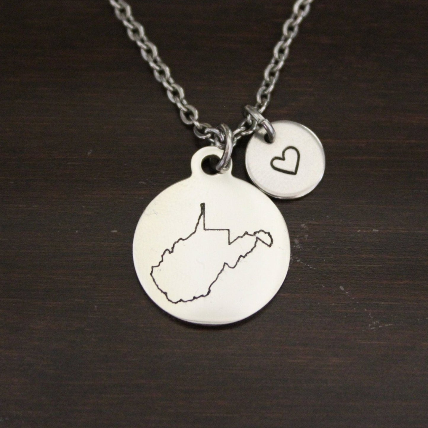 West Virginia Necklace - WV Necklace - West Virginia Jewelry - WV Jewelry - West Virginia Lover-State Necklace-Home Necklace-US State-I/B/H 1