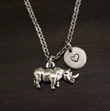 Rhinoceros Necklace Animal Lover Rhino Jungle Safari Zoo Zoology
