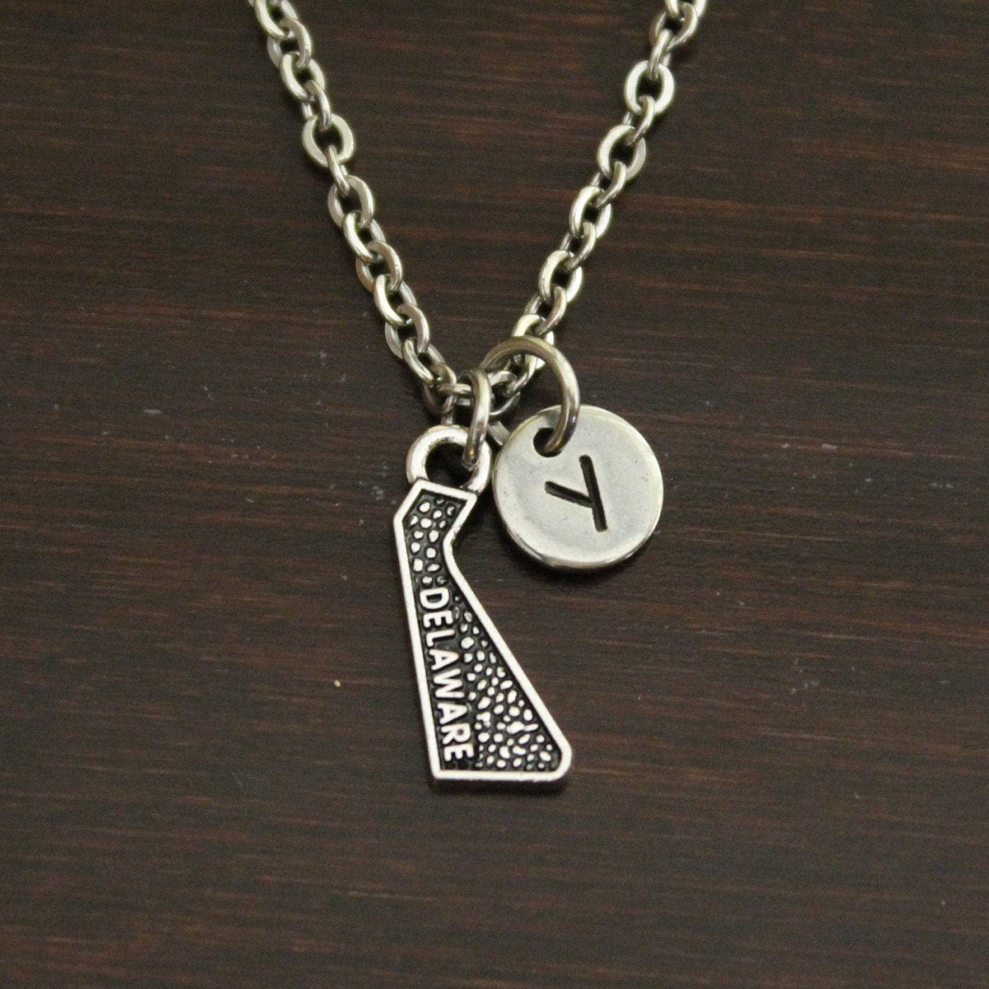 Delaware Necklace - DE Necklace - Delaware Jewelry - DE Jewelry - Delaware Lover-Delaware State-State Necklace-Home Necklace-US State-I/B/H