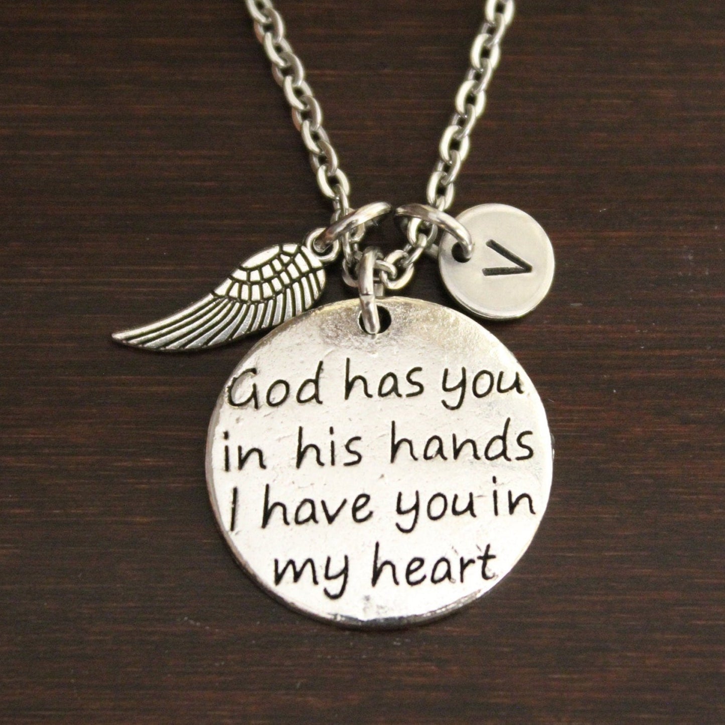 God Has You in His Hands I Have You in My Heart-Memorial Necklace-Lost Loved One-Husband-Child-Spouse-Sibling-Friend-Mother-Father-I/B/H
