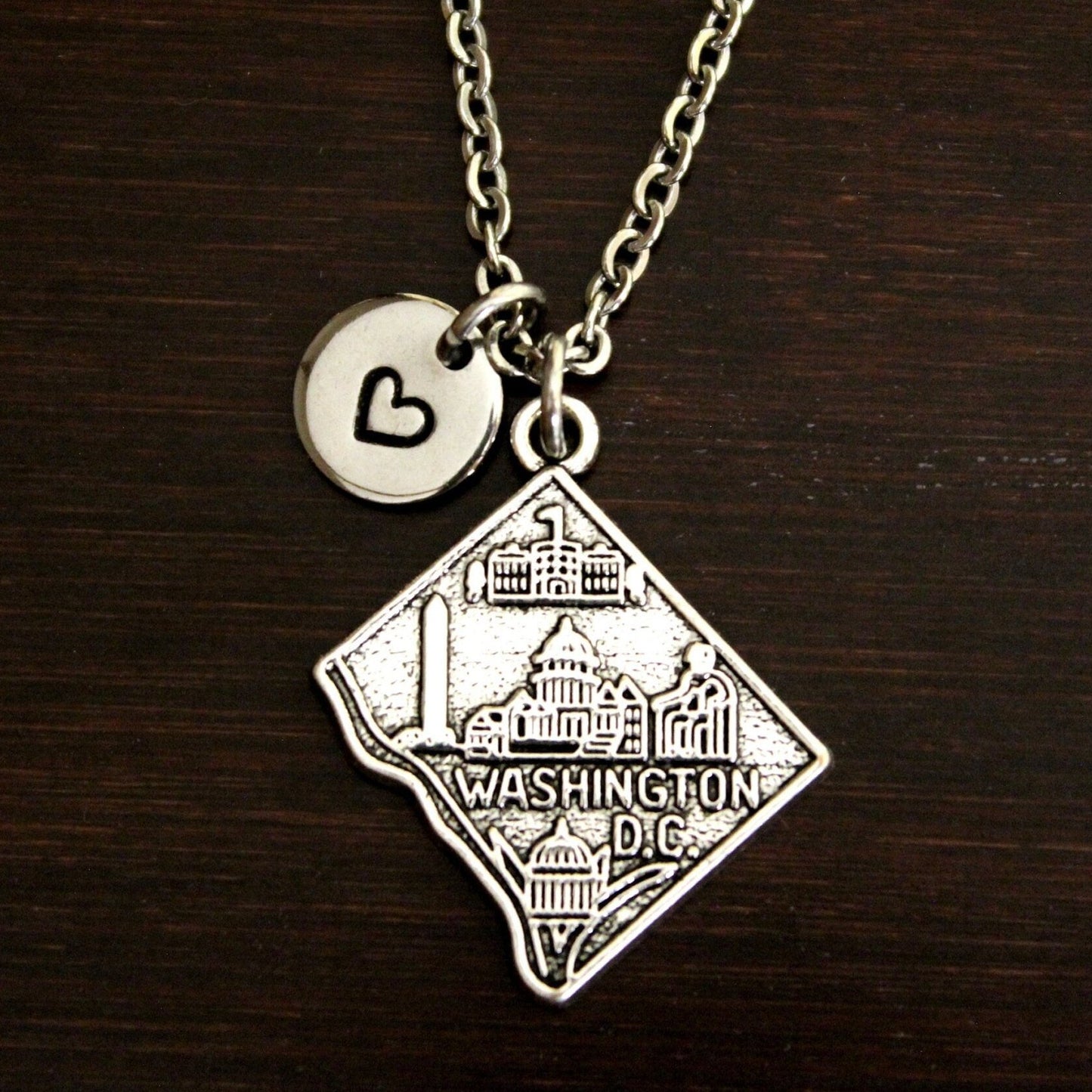 Washington DC Necklace - DC Necklace - DC Jewelry - Capitol Hill Necklace - Home Necklace - Government Worker - Federal Employee - I/B/H
