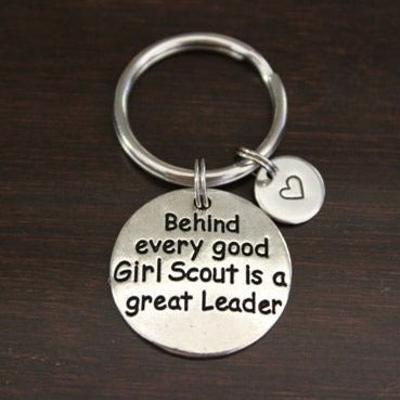 behind every good girl scout is a great leader keychain