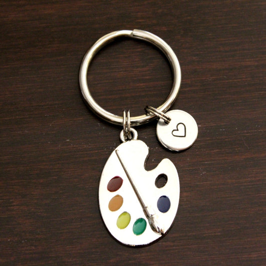 colored paint palette keychain