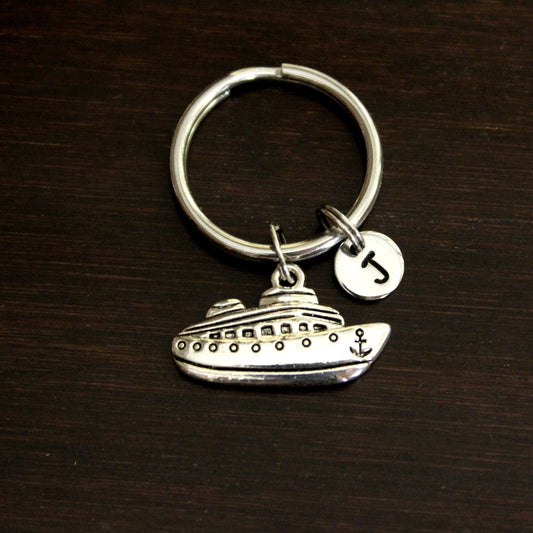 cruise ship with anchor on side keychain
