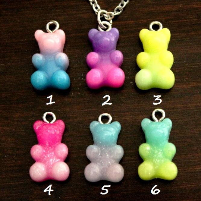 Gummy Bear Necklace-Gummie Bear Necklace-Gummy Bear Jewelry-Gummie Bear Love-Candy Lover Necklace-Candy Lover Jewelry-Colored Bear-I/B/H
