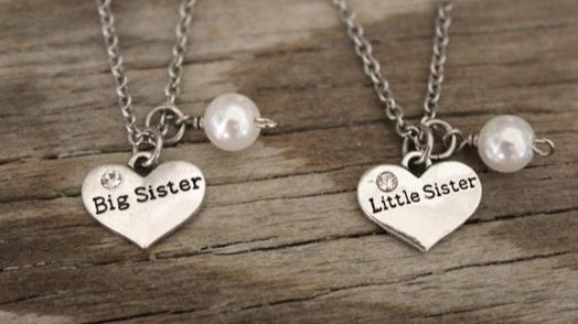 Big Sister Little Sister Necklace Set - Sisters Necklace - Daughter Necklace - Sister Heart Necklace - I/B