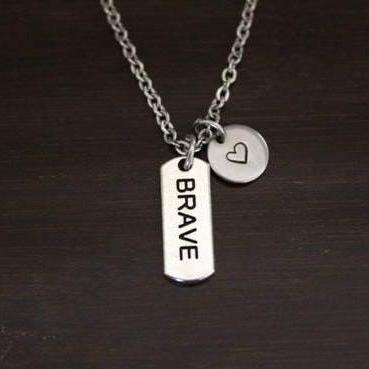 Brave Necklace - Brave Jewelry - Brave Charm Gift - Brave Inspiration - Inspirational Necklace - Inspire - Simple Necklace - I/B/H