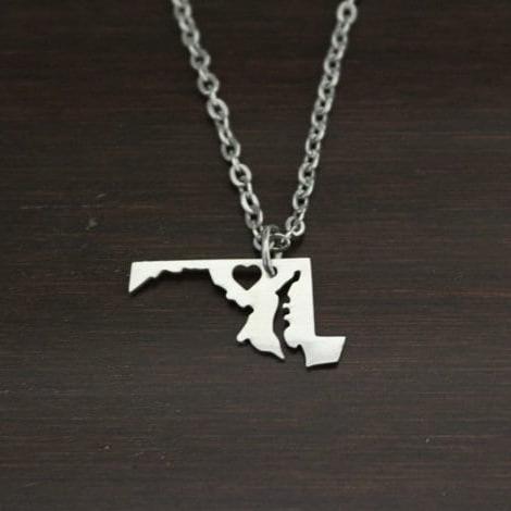 Maryland Necklace - MD Necklace - Maryland Jewelry - MD Jewelry - Maryland Charm-Maryland Lover-State Necklace-Home Necklace-US State-I/B/H 2