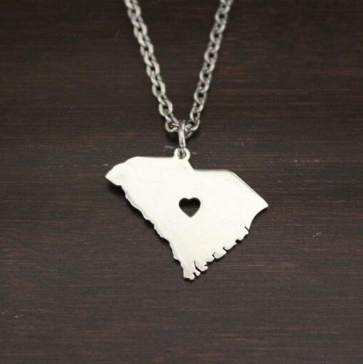 South Carolina Necklace-SC Necklace-South Carolina Jewelry-SC Jewelry-South Carolina Lover-South Carolina-State-State Necklace-US State 2