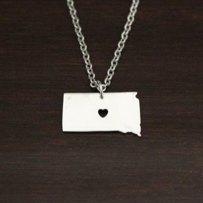 South Dakota Necklace-SD Necklace-South Dakota Jewelry-SD Jewelry-South Dakota Lover-South Dakota State-State Necklace-Home Charm-US State 2
