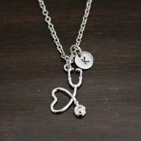 Stethoscope Heart Necklace - Nurse Jewelry - RN Necklace - Nurses Week Gift - Doctor Necklace-Med School Graduate-Stethoscope Jewelry-I/B/H