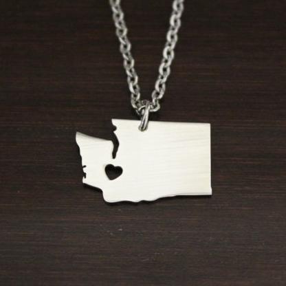 Washington Necklace-WA Necklace-Washington Jewelry-WA Jewelry-Washington Lover-Washington State-State Necklace-Home Necklace-US State-I/B/H 2