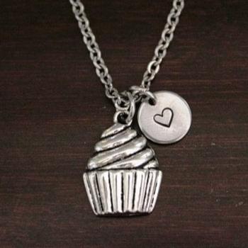Cupcake Necklace - Cupcake Jewelry - Cupcake Charm Gift - Chef Gift - Baker Necklace - Chef Necklace - Baking Lover Necklace - I/B/H