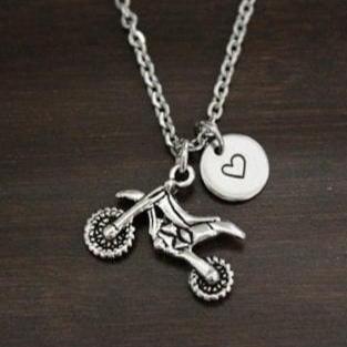 Dirt Bike Necklace - Dirt Bike Jewelry - Biking Lover Gift - Off Road Bike Necklace - Motocross Necklace - Bike Charm Gift - I/B/H
