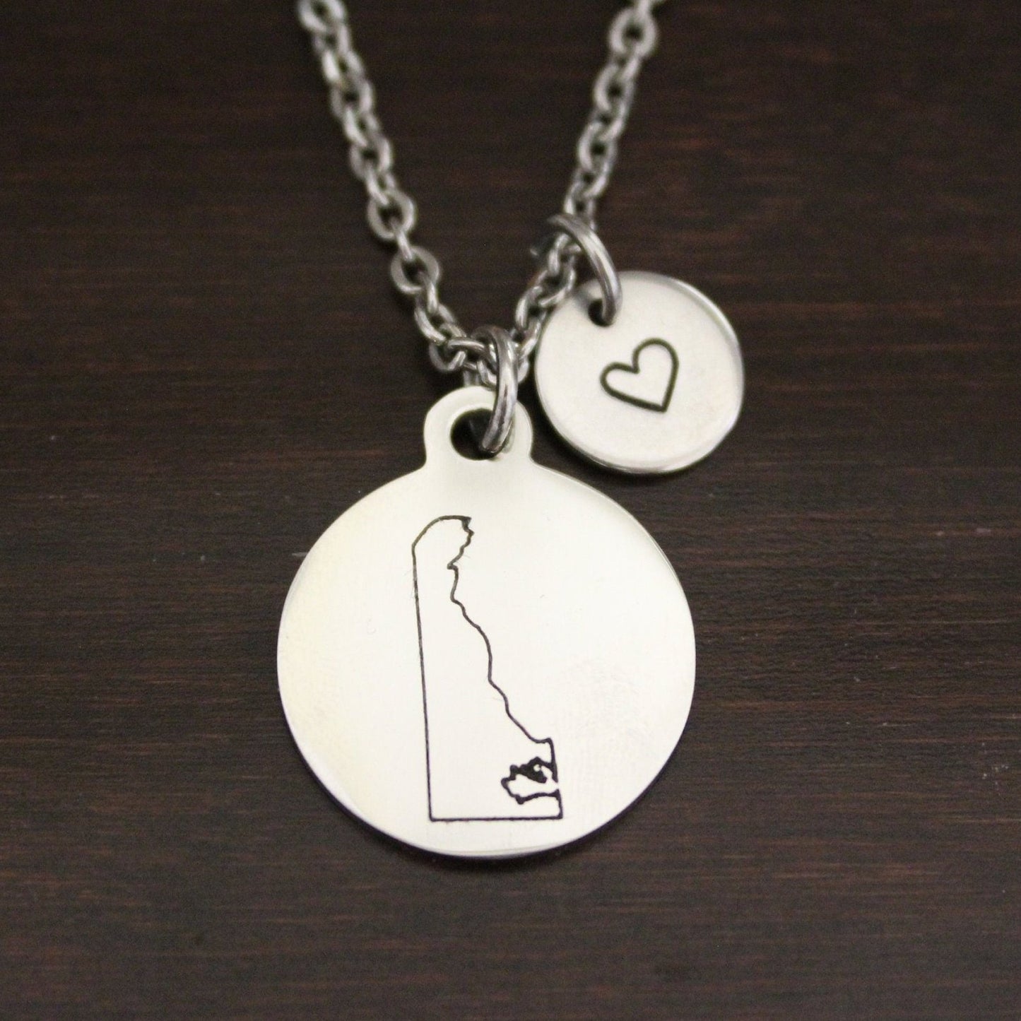 Delaware Necklace - DE Necklace - Delaware Jewelry - DE Jewelry - Delaware Lover-Delaware State-State Necklace-Home Necklace-US State-I/B/H 1