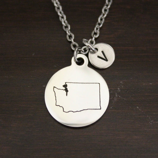 Washington Necklace-WA Necklace-Washington Jewelry-WA Jewelry-Washington Lover-Washington State-State Necklace-Home Necklace-US State-I/B/H 1