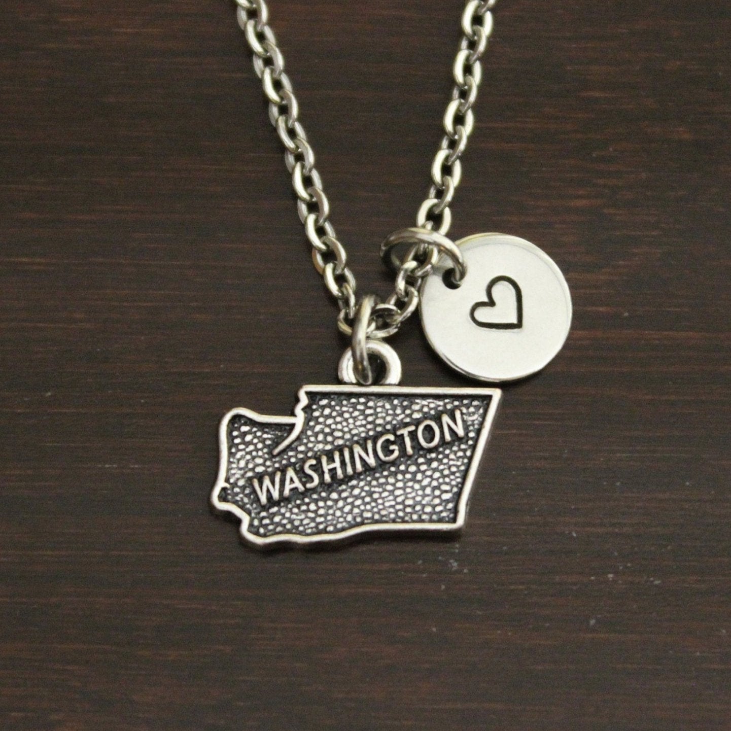 Washington Necklace-WA Necklace-Washington Jewelry-WA Jewelry-Washington Lover-Washington State-State Necklace-Home Necklace-US State-I/B/H