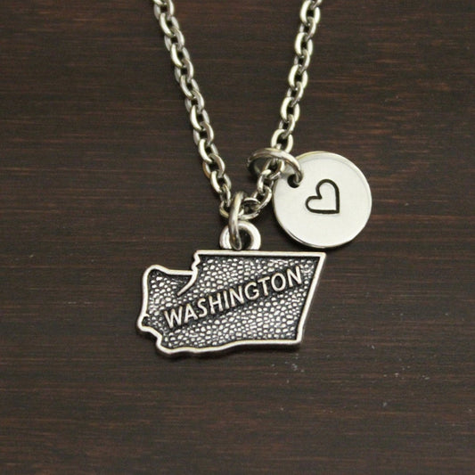 Washington Necklace-WA Necklace-Washington Jewelry-WA Jewelry-Washington Lover-Washington State-State Necklace-Home Necklace-US State-I/B/H