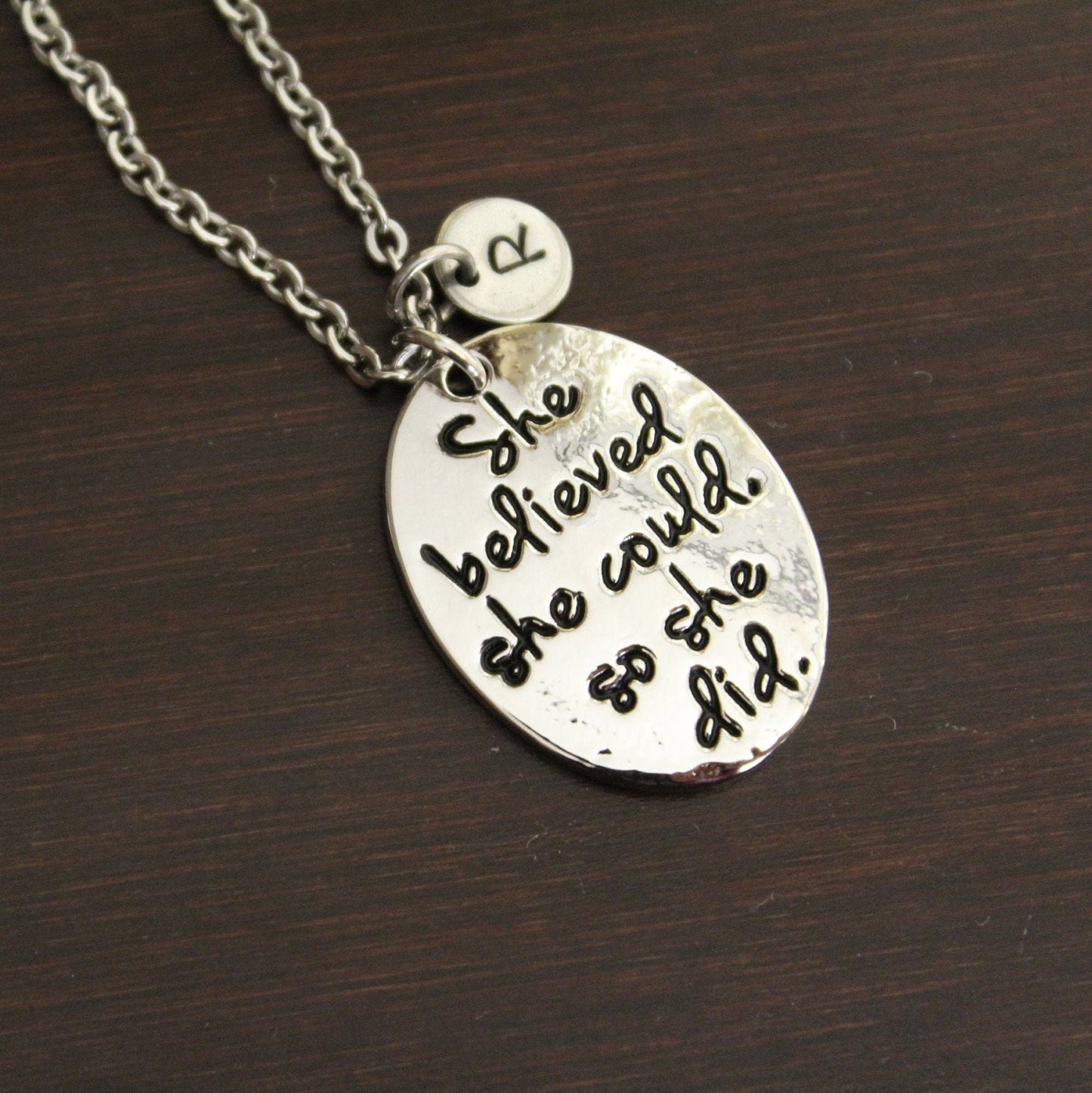 She Believed She Could So She Did Necklace-Believe Jewelry-Motivational Saying Jewelry-Inspirational Necklace-Inspire-Simple Necklace-I/B/H 1