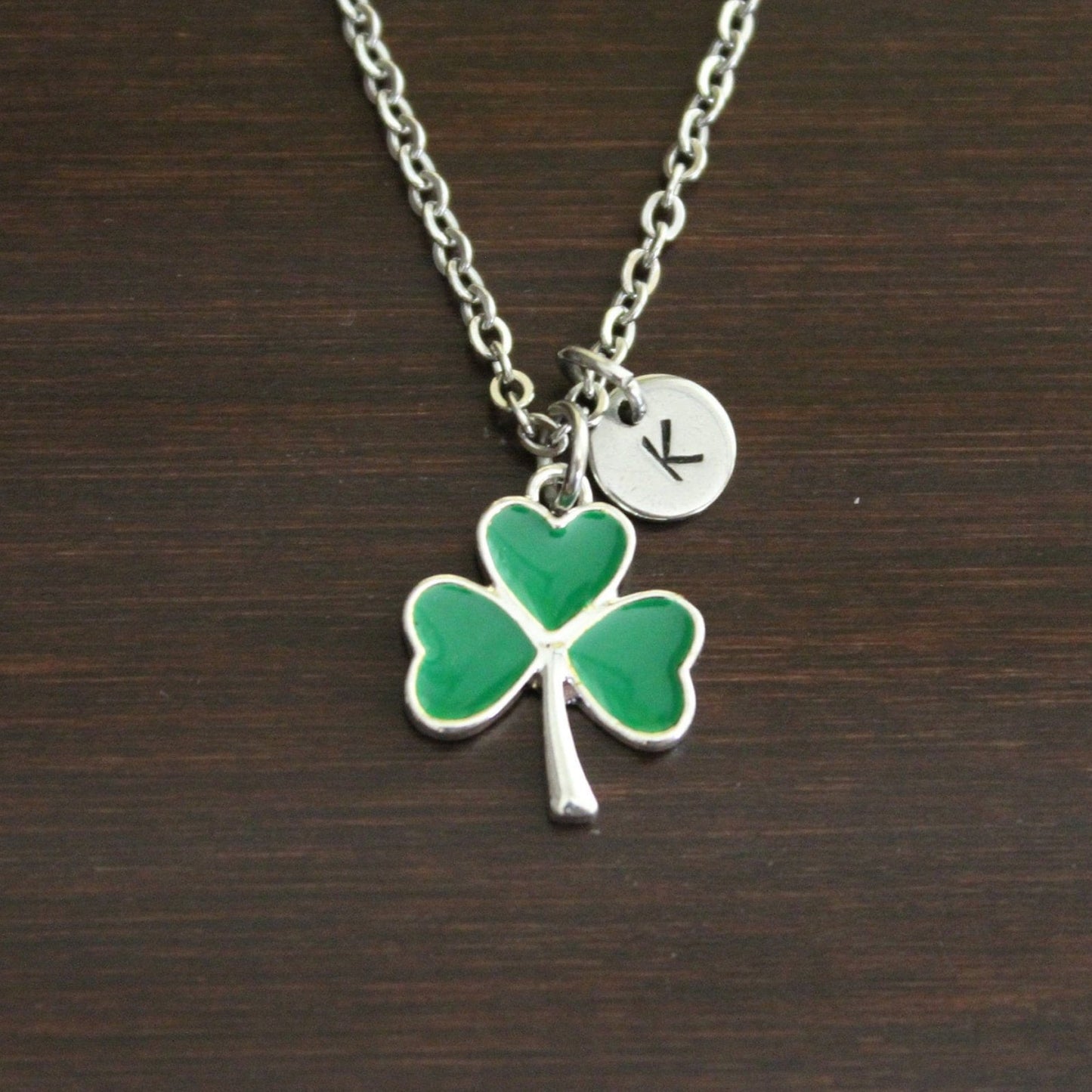 Shamrock Green Necklace-Clover Necklace-Irish Necklace-Irish Jewelry-Ireland Necklace-4 Leaf Clover Jewelry-Four Leaf Clover- I/B/H