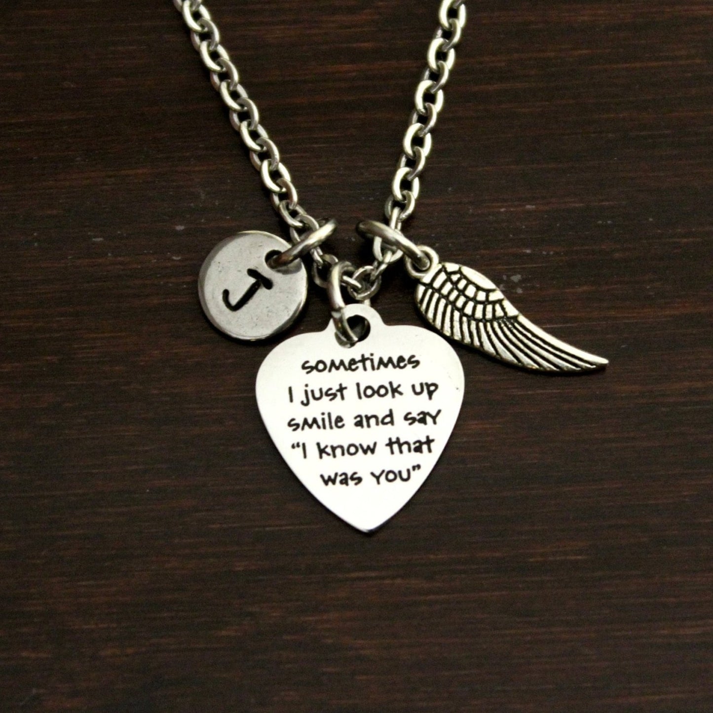 Sometimes I Just Look Up and I Know That Was You - Memorial Necklace - Dad Memorial - Memorial Saying Jewelry- Lost Loved One - I/B/H 2