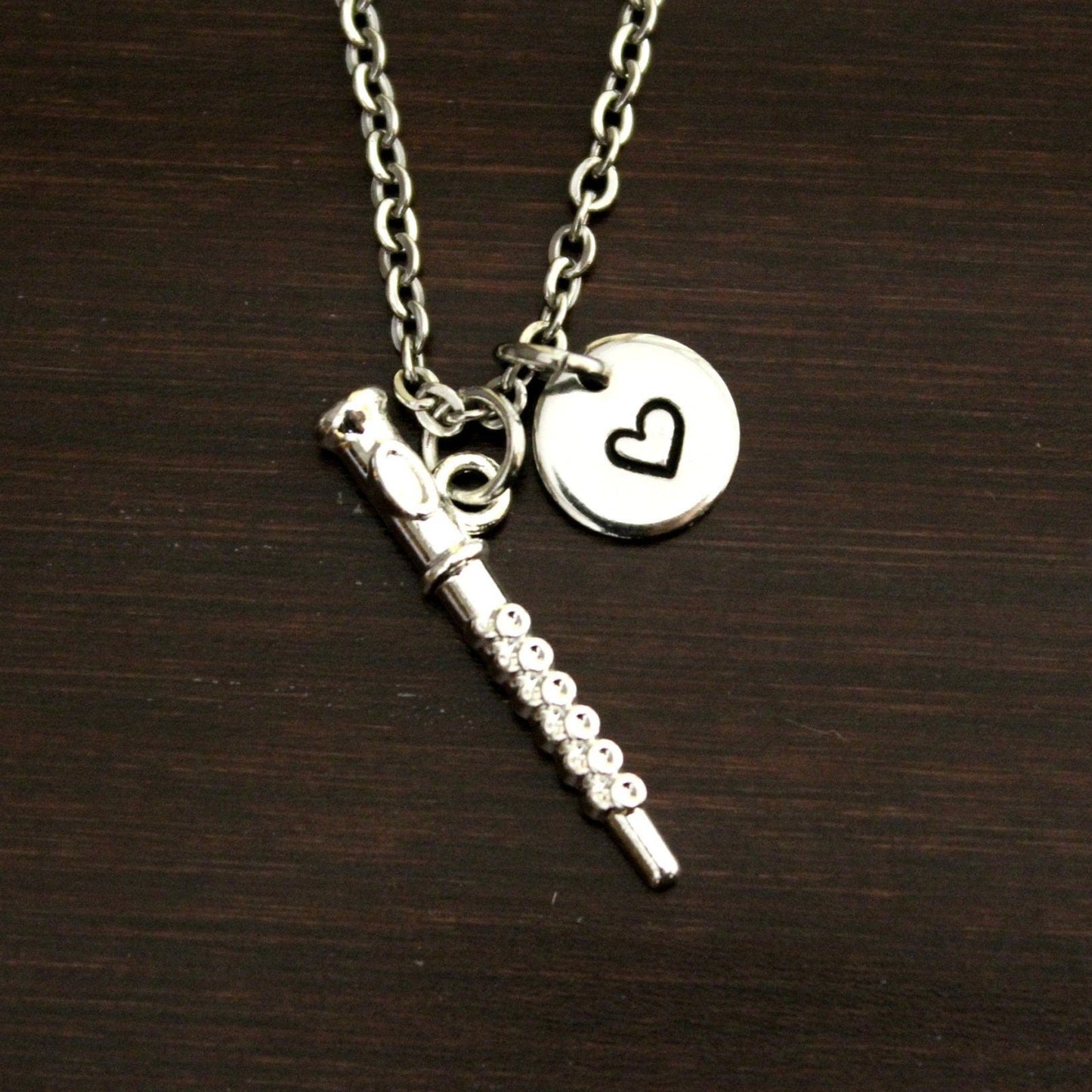 Flute Necklace - Flute Jewelry - Flute Gift - Music Teacher Necklace - Band Leader Necklace - Band Necklace - Band Jewelry - I/B/H New