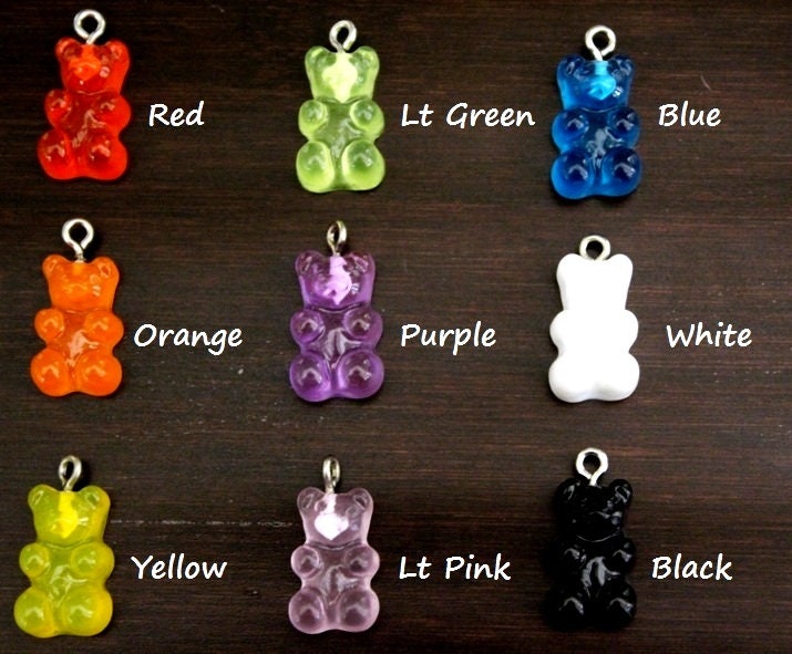 Gummy Bear Necklace-Gummie Bear Necklace-Gummy Bear Jewelry-Gummie Bear Love-Candy Lover Necklace-Candy Lover Jewelry-Colored Bear-I/B/H