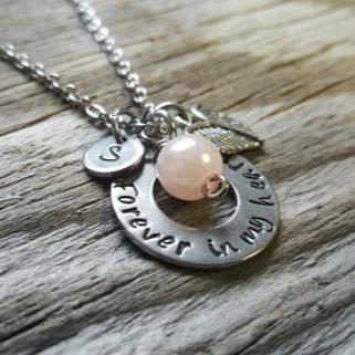 Forever In My Heart-Memorial Necklace-Initial-Lost Loved One-Parent-Husband-Child-Spouse-Sibling-Friend-Mother-Father - Hand Stamped Gift
