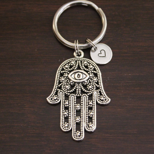 Large Hamsa with eye charm keychain