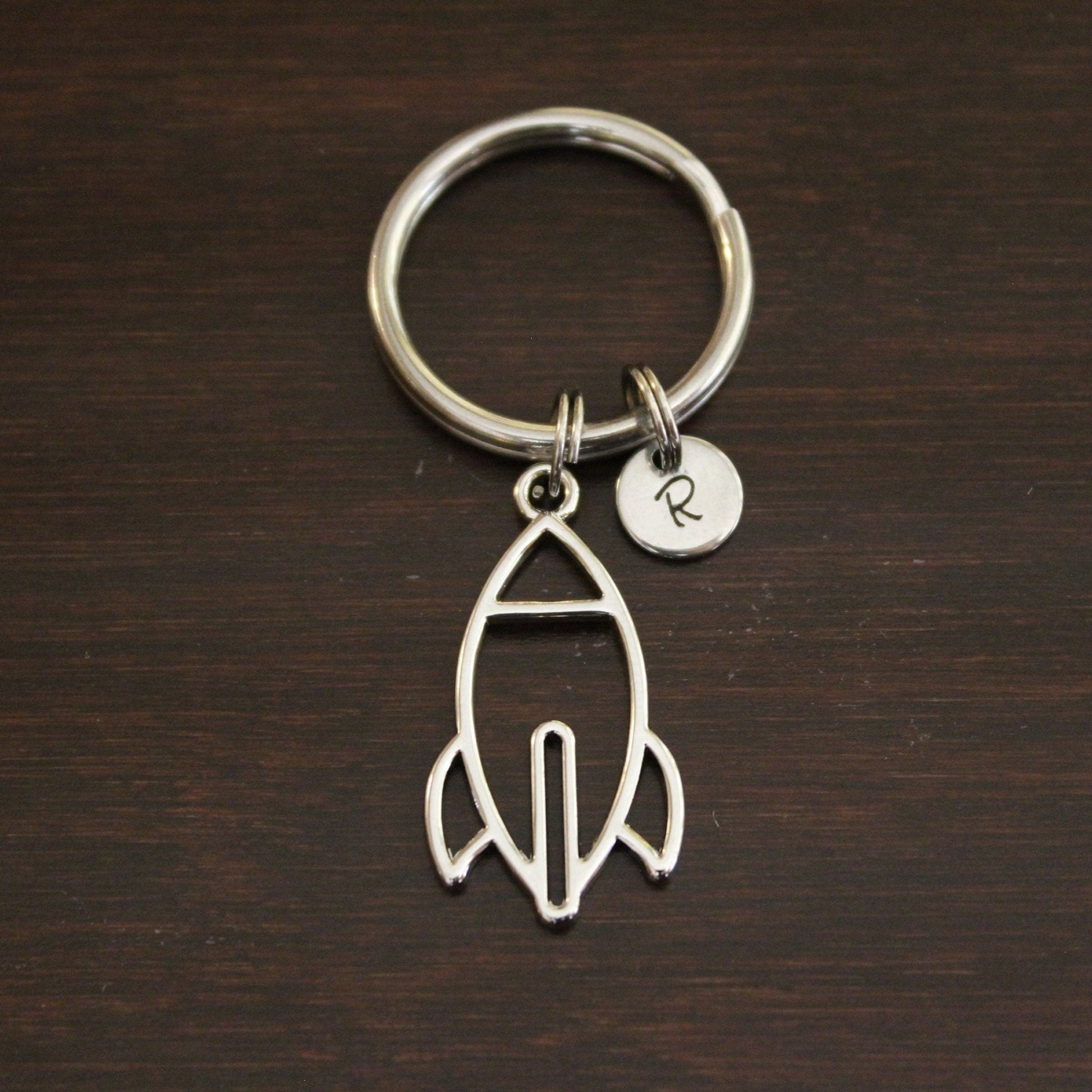 outline of a rocket keychain
